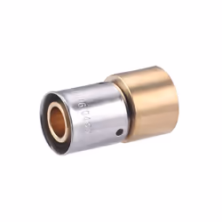 Raccord droit PER à sertir diamètre 16 mm - Cuivre à souder diamètre 16mm Raccord en laiton brut permettant la réalisation d’ ...