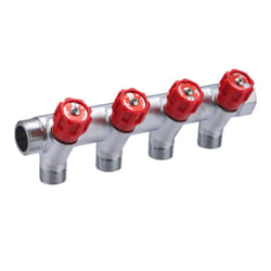 Noyon&thiebault - Collecteur avec robinets rouges MF20x27 sorties M15x21 4 départs