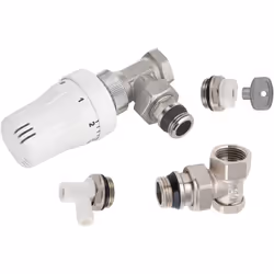 Description générale Ce kit complet de robinet de radiateur thermostatique équerre 15x21 permet de conserver une chaleur cons ...