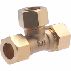 Té égal Bicône pour tubes en cuivre écroui de diamètre 15 mm Ce té en laiton permet de raccorder trois tubes en cuivre de dia ...