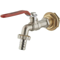 Kit cuve plastique : traversée de cuve laiton mâle M3/4' (20x27) femelle F1/2' (15x21) avec contre écrou à plateau et joint d'étanchéité + robinet de