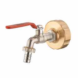Kit pour cuve grillagée : 1 raccord laiton adaptateur de cuve 1000L S60x6 mm femelle F3/4' (20x27) + robinet de puisage 1/4 d ...