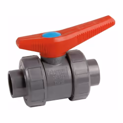 Vanne à boisseau sphérique noir Modèle PVC pression Raccordement femelle à coller Tuyau Ø : 32 mm Manette rouge Vendu par 1