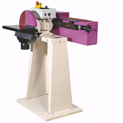 Disque abrasif autocollant D. 350 mm. Table inclinable côté lapidaire de 0° à 45°. Entraînement par rouleau caoutchouc anti-p ...