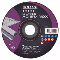 Disque haute technologie pour des travaux d'excellence. Outil de tronçonnage 2 en 1 pour les aciers et les inox. Haute rentab ...