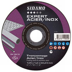 Sidamo - Disque à tronçonner expert acier inox d. 125 x 1,6 x Al. 22,23 mm - Acier, Inox - 10111024