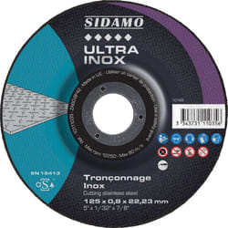 Sidamo - Disque à tronçonner ultra inox d. 125 x 0,8 x Al. 22,23 mm - Inox - 10111035