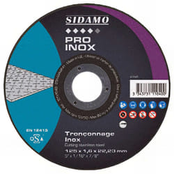 Sidamo - Disque à tronçonner pro inox d. 125 x 1,6 x Al. 22,23 mm - Inox - 10111040
