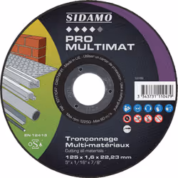 Tronçonnage à sec de multi-matériaux : acier, inox, aluminium, cuivre, carrelage, brique, tuile, PVC, plastiquesUsage très in ...