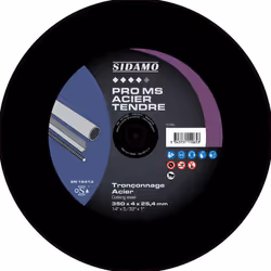 Le DISQ TRONC PRO MS ACIER TENDRE D.350 x 4 x 25,4 SIDAMO est un disque de tronçonnage conçu pour répondre aux exigences les  ...