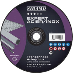 Sidamo - Disque à tronçonner acier inox 230 mm x 2 mm Conditionnement - Lot de 5 (+1 offert)