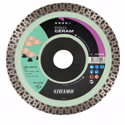 Description générale Le disque diamant à couronne continue cannelée PRO Céram de Sidamo est conçu pour le découpage de matéri ...