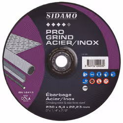 Disque haute performance pour travaux intensifs. Outil d'ébarbage 2 en 1 pour les aciers et les inox. Type tendre procurant u ...