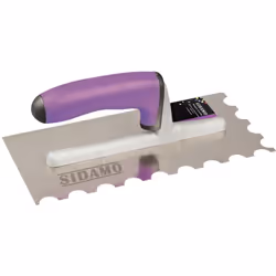 Le platoir à colle inox 270 x 130 denture demi-lune R10 mm Sidamo est un outil indispensable pour les professionnels et du bâ ...