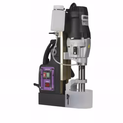 Perceuse magnétique robuste. Machine conçue pour percer ou carotter l'acier. 2 vitesses par engrenage. Base à forte attractio ...
