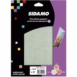 Le Blister de 5 Feuilles Papier Anti-Encrassant 230x280 Grains Assortis Sidamo est l'outil idéal pour le décapage et le ponça ...