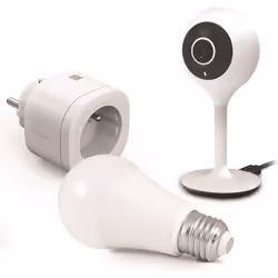AVIDSEN Starter Kit Connect Smart Home - Caméra Interieure Ampoule et Prise connectée Alexa et Google Assistant