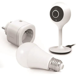 AVIDSEN Starter Kit Connect Smart Home - Caméra Interieure Ampoule et Prise connectée Alexa et Google Assistant