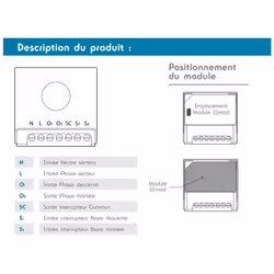 Installation simple derrière un interrupteur filaire existant L'installation est 100% cachée derrière un interrupteur filaire ...
