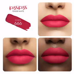 Guerlain KissKiss Tender Matte Rouge à lèvres mat lumineux confort 16H 666 Lucky Pink 2.8 g
