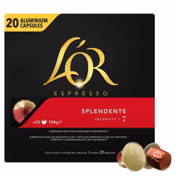LOT DE 4 - LOR Espresso Splendente Intensité 7 - 20 Capsules de Café en aluminium Compatible Nespresso