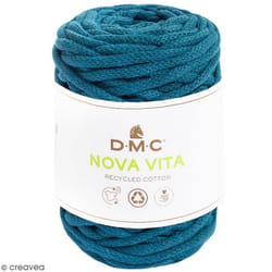 Fil DMC coton recyclé Nova Vita 12 - DMC - 250 g - 55 mètres - Bleu Pétrole - Macramé Crochet Tricot