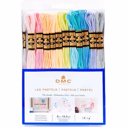 Fils à broder - DMC - Assortiment de fils Mouliné Spécial - 12 échevettes - 100% coton - Coloris Pastels