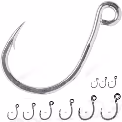 Hameçon simple mer VMC Inline 7266 - Etain brillant - Pointe Needle Sharp - Pack (7 - N°2/0)