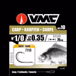 Bas de ligne spécial carpe - VMC Geb. Karp.Gold - doré - hameçon 7110 Black nickel - 35/100 - 10 pièces