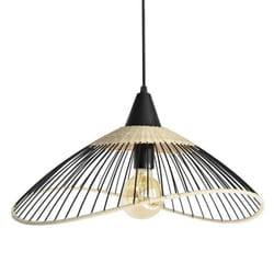 Suspension 1x e27 rotin noir/naturel Kasteli D.45 cm
