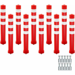 Costway - Poteau de Signalisation 10 Pcs Cônes Barrière en tpr de 65,5 cm, Barrière de Sécurité avec Bandes Réfléchissantes et Accessoires