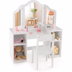 À propos de cet article 【Cadeau parfait :】Conçu avec un miroir amovible à trois volets, cette coiffeuse princesse 2 en 1 sert ...