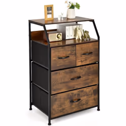 À propos de cet article 【Espace de rangement ouvert et fermé : 】La commode chambre comprend 4 tiroirs coulissants (2 Grands,  ...