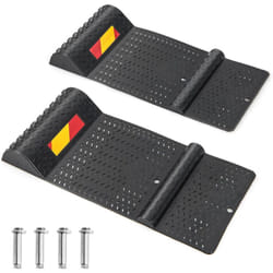 Costway - Lot de 2 Butée de Roue Antidérapant pour Garage, Tapis Aide au Stationnement avec Bande d'Avertissement, Guide des Pneus pour Plupart des