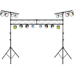 COSTWAY Support d'Éclairage LED avec Hauteur Réglable 180 à 350 cm Charge 100KG, Support de Lumière Trépied Portable avec barre en ‘T’, pour Scène