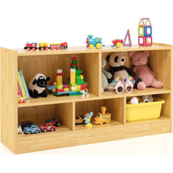 Costway - Bibliothèque Enfants en Bois avec 5 Compartiments, Meuble de Rangement pour Jouets & Livres avec Patins Antidérapants, Idéal pour Salon