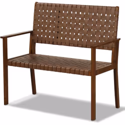 Confort Ultime:Le banc de patio est doté d'un large dossier et d'un siège recouverts de cuir PU. De plus, le cuir PU tissé à ...