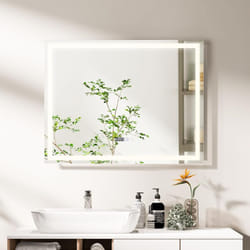 Costway - Miroir Salle de Bain led, Miroir Lumineux Salle de Bain Anti-Buée avec 3 Couleurs et Luminosité Réglables, Fonction de Mémoire, Miroir