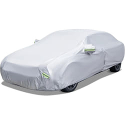 Costway - Bâche Voiture Exterieur Résistante aux uv Pluie et Neige, Housse de Voiture Universelle avec Porte à Fermeture Éclair Bandes
