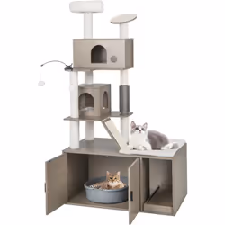 Caractéristiques : Enceinte cachée du bac à litière pour chat offre plus d'intimité aux chats Perchoir en peluche douce de 9  ...