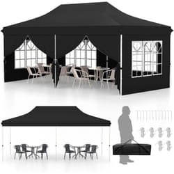Tonnelle de Jardin 3x6M avec 6 Parois Latérales Amovibles, Tente de Reception Escamotable avec Sac de Transport Protection Solaire Tonnelle
