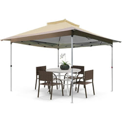 Costway - Tonnelle de Jardin Instantanée Double Toit 360X360CM, Tente Réception avec Dessus Ventilé Sac de Transport à roulettes, Tonnelle à