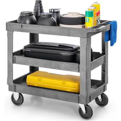 Costway - Chariot à Outils à 3 Niveaux Charge 250 kg, Chariot de Servante avec 4 Roues Poignée de Rangement Étagère Centrale Réglable, pour Atelier