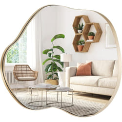 Costway - Miroir Mural Décoratif, Miroir Mural Moderne avec Cadre Métallique, Miroir hd Suspendu en Forme Irrégulière, pour Entrée, Salon, Salle de