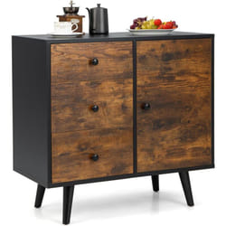 Costway - Buffet Bas Industriel, Buffet Scandinave 3 Tiroirs, Placard à Porte, Étagère Réglable, Kit Anti-Renversement Inclus, Meuble Bas Salon, 73 x