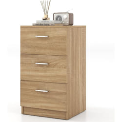 Costway - Table de Chevet Table de Nuit en Bois avec 3 Tiroirs, Commode de Chevet Idéal pour Lit à Ressorts de H60CM pour Chambre, Salon, Bureau