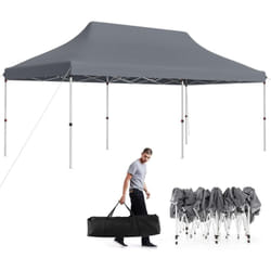 Tonnelle de Jardin Escamotable Pliable 300x600CM, Tente de Fête Imperméable Protection Solaire 3 Hauteurs 296/306/316 cm avec Sac de Rangement, pour