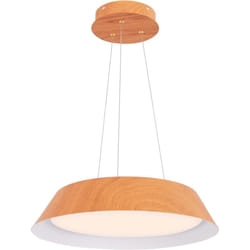 Costway - Lustre Suspension Moderne, Luminaire Suspendu led à Lumière Chaude 3000 k, Plafonnier à Suspendre avec Grain de Bois, pour Salle à Manger,