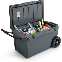 Costway - Glacière Isotherme Portable 71 l avec Bouchon de Vidange et Porte-gobelets, Glacière Rigide à roulettes Rétention de Glace de 5 à 7 Jours