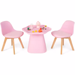 À propos de cet article 【Table et chaises enfants】Conçue en forme de fleur attrayante et élégante, cet adorable ensemble de t ...